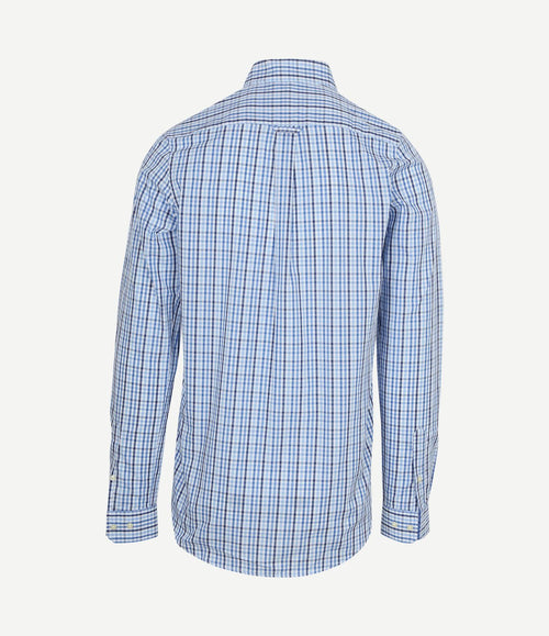 Extra lange mouwen overhemd ruit blauw