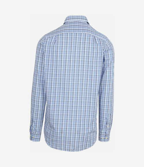 Extra lange mouwen overhemd ruit blauw