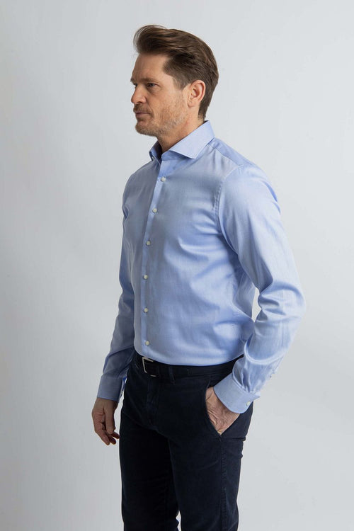 Overhemd slim-fit dobby lichtblauw