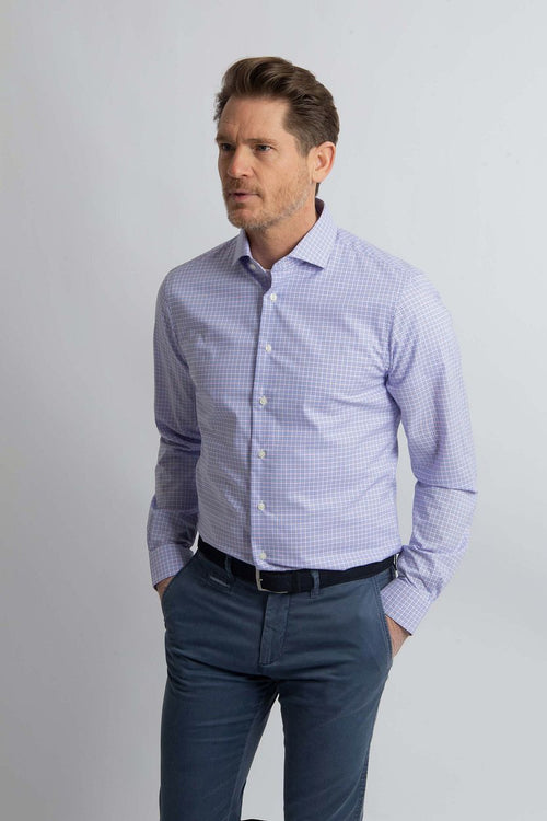 Overhemd slim-fit ruiten blauw rood