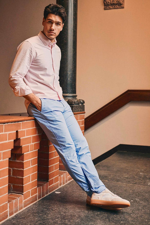 Overhemd Oxford streep roze