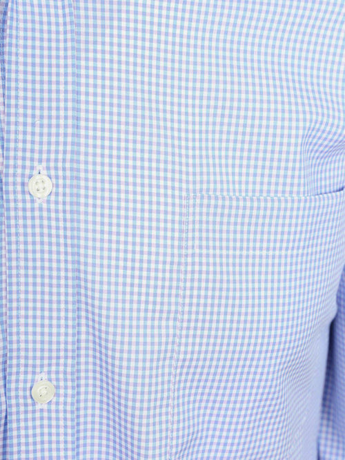 Overhemd checks blauw roze