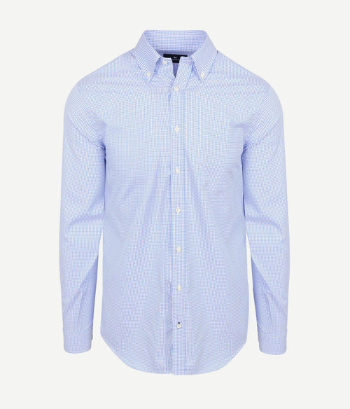 Overhemd checks blauw roze