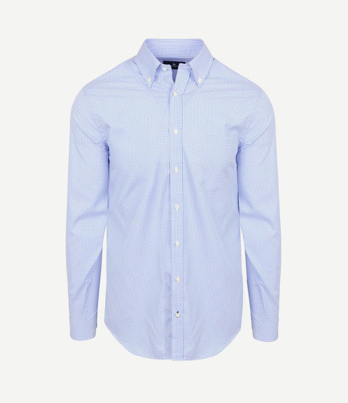 Overhemd checks blauw roze