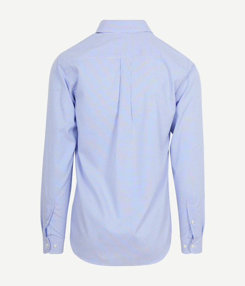 Overhemd checks blauw roze