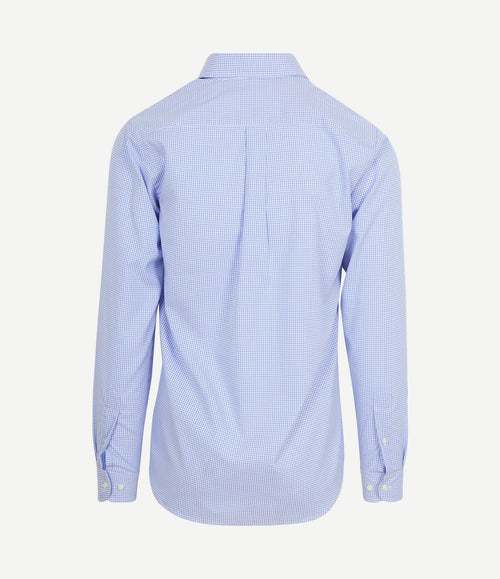 Overhemd checks blauw roze