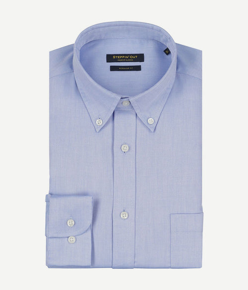 Steppin' Out overhemd regular-fit dobby lichtblauw regular-fit