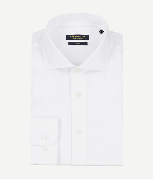 Steppin' Out overhemd slim-fit dobby wit