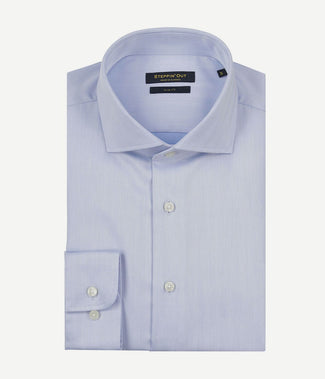 Steppin' Out overhemd slim-fit herringbone lichtblauw