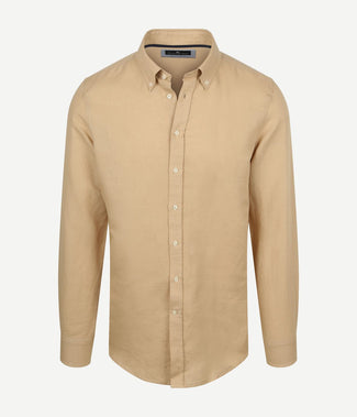 Overhemd linen cotton beige