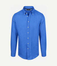 Overhemd linen cotton cobalt