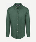 Overhemd linen cotton donkergroen