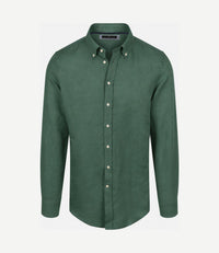 Overhemd linen cotton donkergroen