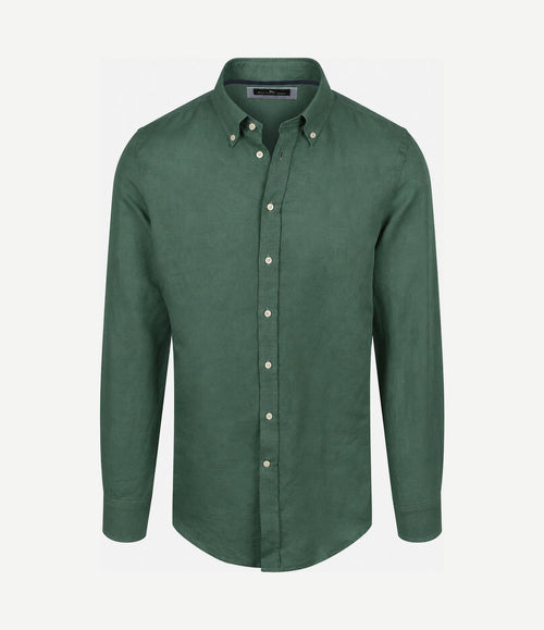 Overhemd linen cotton donkergroen