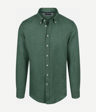 Overhemd linen cotton donkergroen
