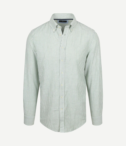 Overhemd linen cotton streep groen