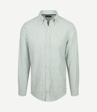 Overhemd linen cotton streep groen