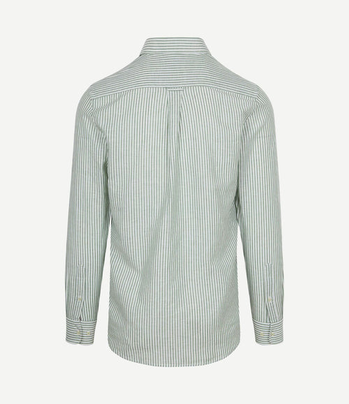 Overhemd linen cotton streep groen