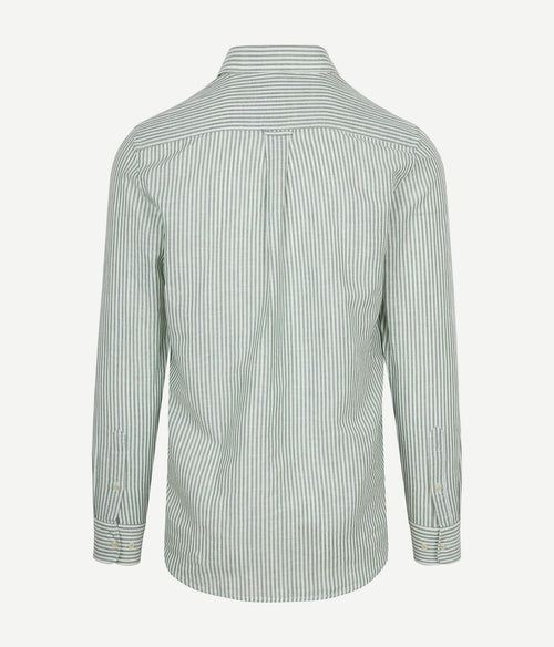 Overhemd linen cotton streep groen