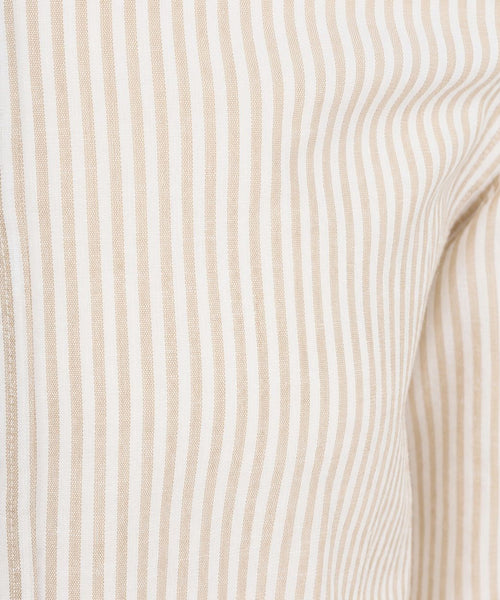 Overhemd linen cotton streep sand