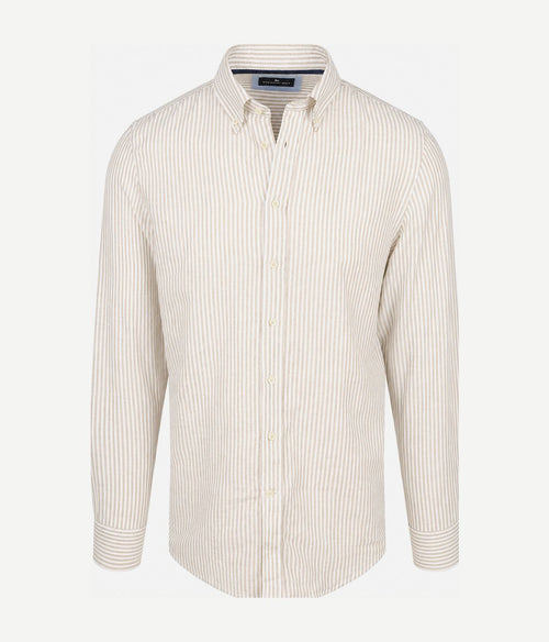 Overhemd linen cotton streep sand