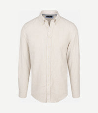 Overhemd linen cotton streep sand