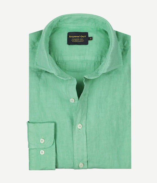 Steppin' Out overhemd linnen mintgroen | Regular-fit