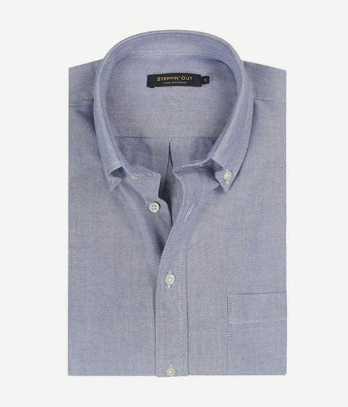 Steppin' Out overhemd Oxford melange blauw | Regular-fit