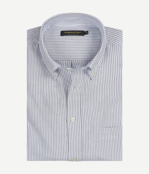 Steppin' Out overhemd Oxford streep donkerblauw | Regular-fit