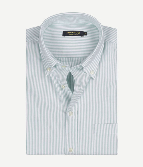 Steppin' Out overhemd Oxford streep regular fit button-down green