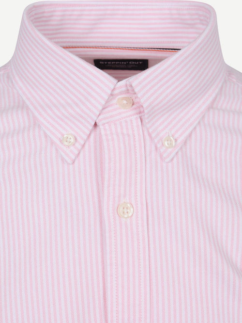 Overhemd Oxford streep roze