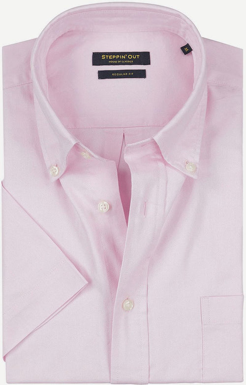 Overhemd regular fit korte mouw light pink