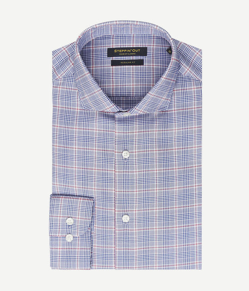 Steppin' Out overhemd ruiten blauw | Regular-fit