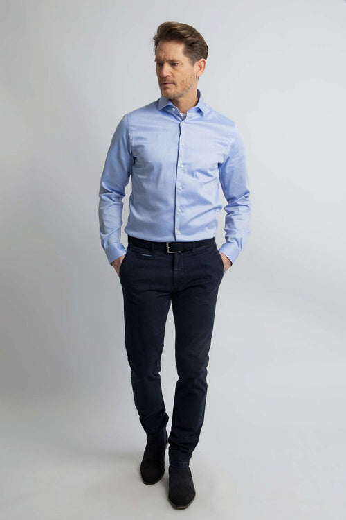 Overhemd slim-fit dobby lichtblauw