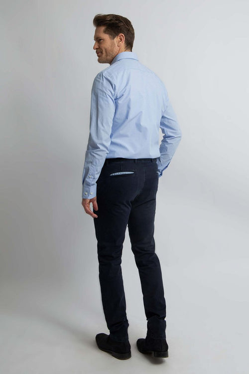 Overhemd slim-fit ruit lichtblauw