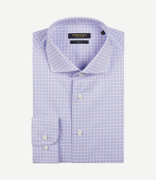 Overhemd slim-fit ruiten blauw rood