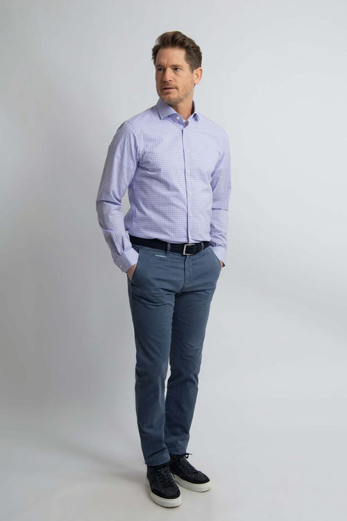 Overhemd slim-fit ruiten blauw rood