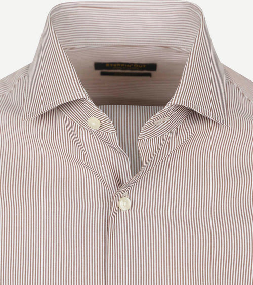 Steppin' Out overhemd streep bruin | Regular-fit
