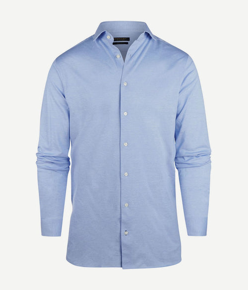 Steppin' Out overhemd stretch piqué lichtblauw | Regular-fit