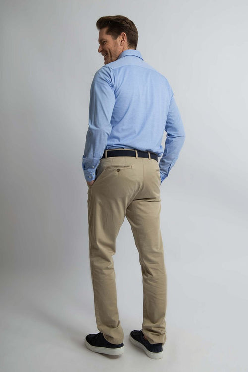 Steppin' Out overhemd stretch piqué lichtblauw | Regular-fit