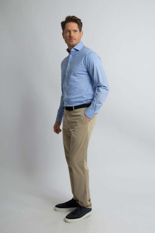 Steppin' Out overhemd stretch piqué lichtblauw | Regular-fit