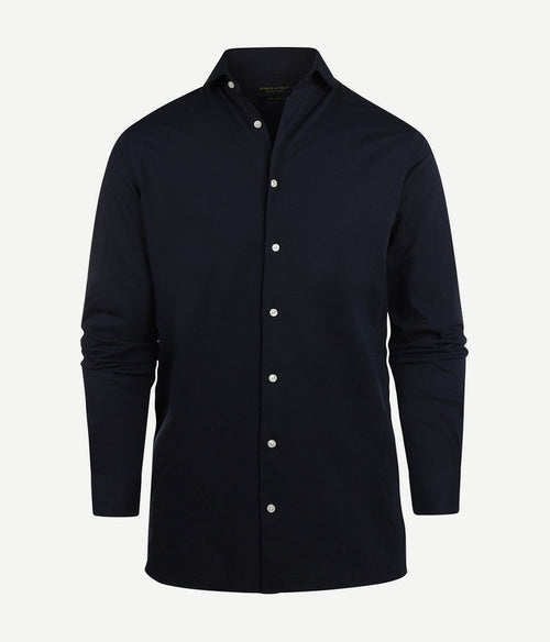 Steppin' Out overhemd stretch piqué donkerblauw | Regular-fit