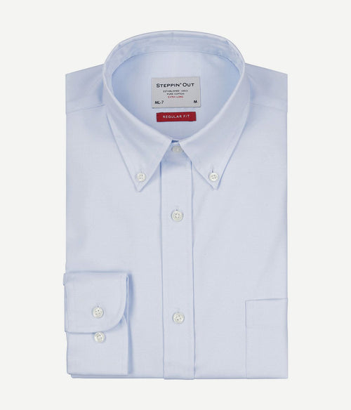 Overhemd twill extra lange mouw lichtblauw