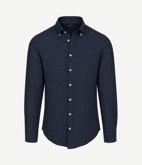 Overhemd twill donkerblauw