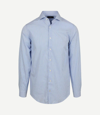 Overhemd twill streep lichtblauw