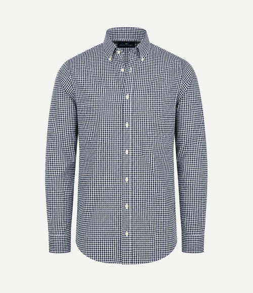Overhemd vichy ruit donkerblauw