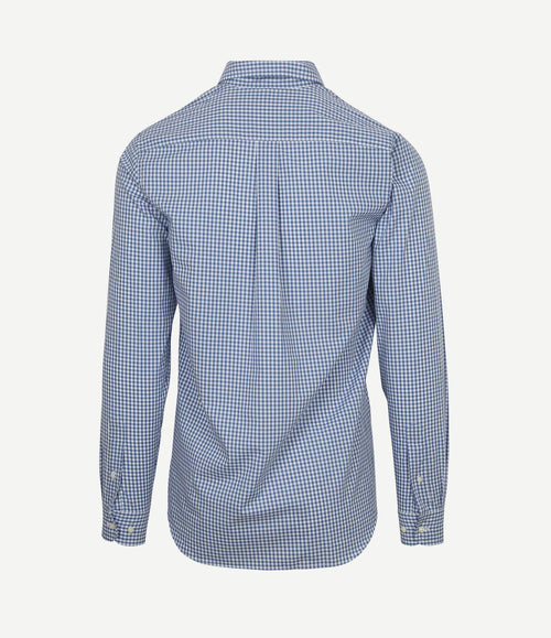 Poplin overhemd ruit lichtblauw