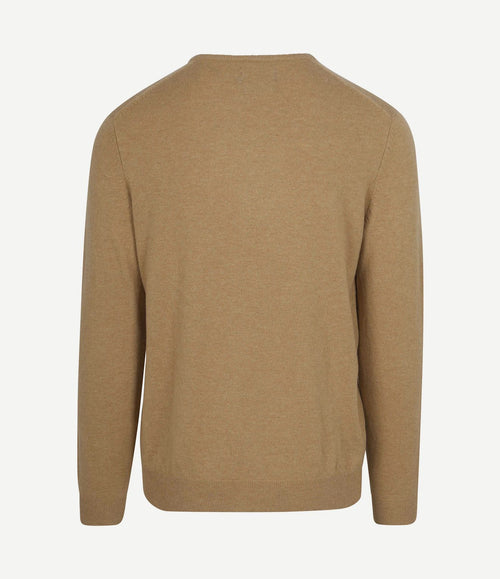 Pullover v-hals merinowol beige