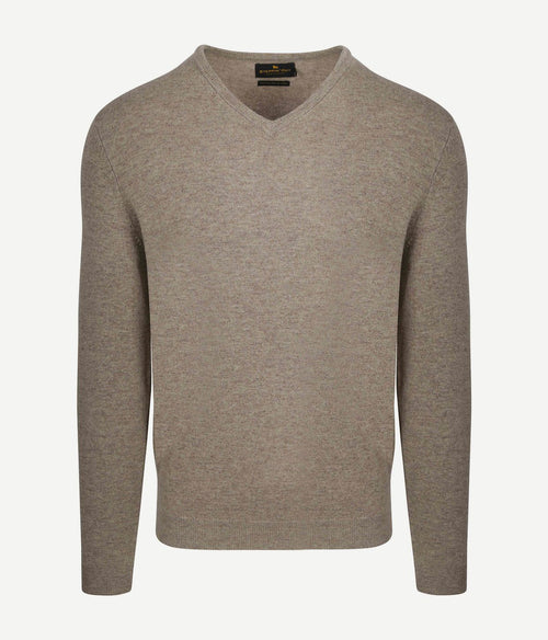 Steppin' Out pullover v-hals merinowol lichtbruin | Regular-fit