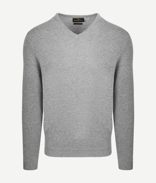 Steppin' Out pullover v-hals merinowol mid grijs | Regular-fit